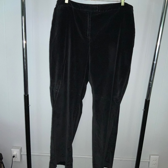 Talbots Woman Classic Fit Stretch black velvet pants Sz 20W front pockets - Picture 1 of 5